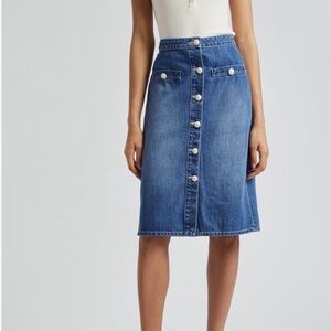 L’Agence Landry Denim Button-Front Skirt
